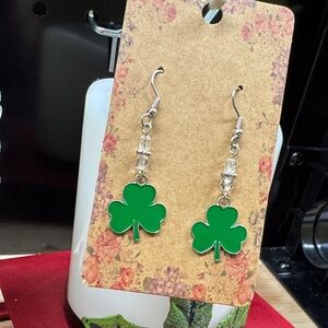 St. Patrick’s Day Green Shamrock Dangle Earrings 3/$22